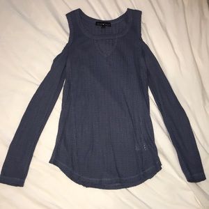 Navy Waffle Blouse
